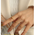 Shangjie OEM anillos Ins Simple Office Link Chain Rings Jewelry Women Gold Lucky Rings Fashion Bead Rings
